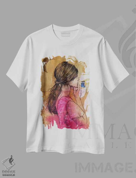 تیشرت سفید طرح دار آنا بل لی، دکور معاصر اثر لوی جوور | فروشگاه ایماژ