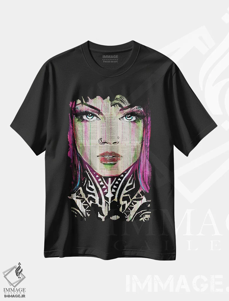 تیشرت مشکی طرح دار قبیله، دکور معاصر اثر لوی جوور | فروشگاه ایماژ