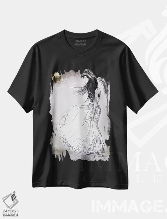 تیشرت مشکی طرح دار سر از پا نشناختن، دکور معاصر اثر لوی جوور | فروشگاه ایماژ