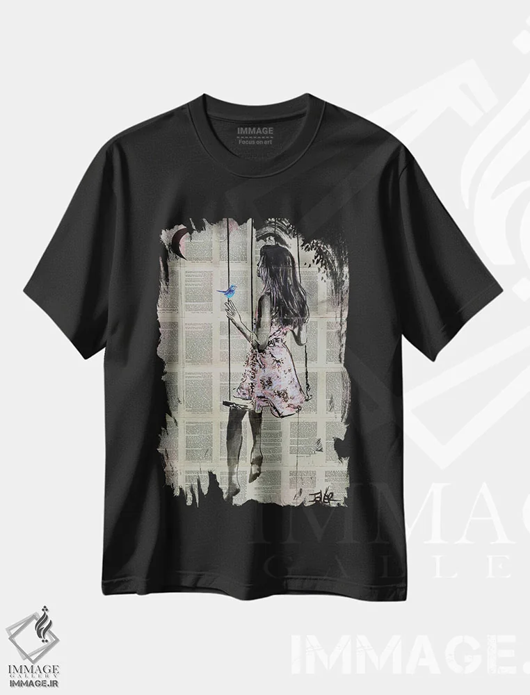 تیشرت مشکی طرح دار زمان با امید، دکور معاصر اثر لوی جوور | immage.ir