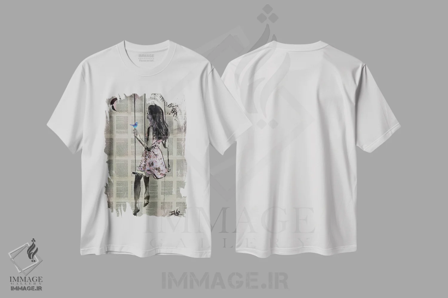 تیشرت سفید طرح دار زمان با امید، دکور معاصر اثر لوی جوور | فروشگاه ایماژ