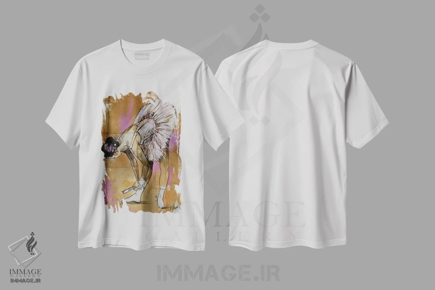 تیشرت سفید طرح دار پشت صحنه، دکور معاصر اثر لوی جوور | immage.ir