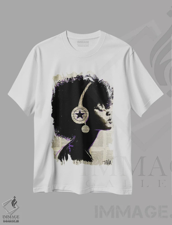 تیشرت سفید طرح دار انرژی بده، هنر آمریکایی آفریقایی تبار اثر لوی جوور | فروشگاه ایماژ