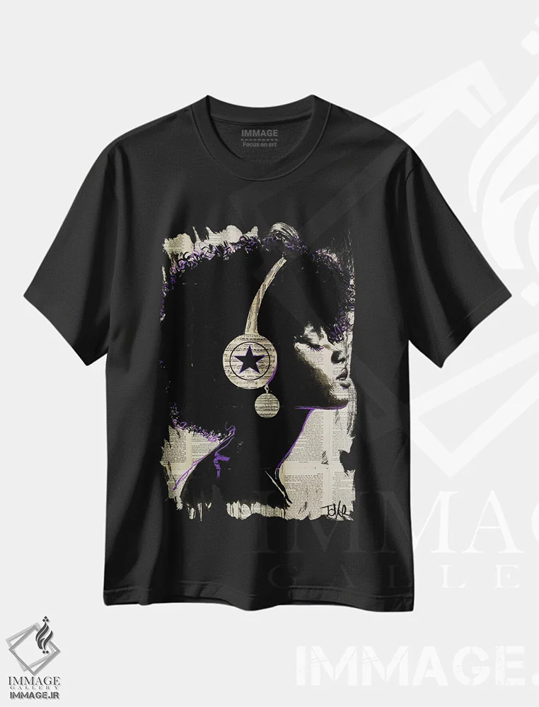 تیشرت مشکی طرح دار انرژی بده، هنر آمریکایی آفریقایی تبار اثر لوی جوور | immage.ir