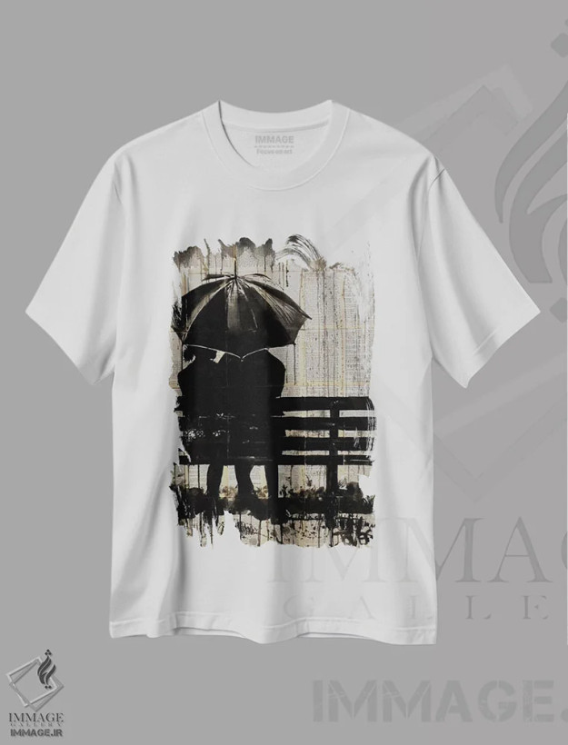 تیشرت سفید طرح دار لحظه ها زیر ماه هلالی، هنر فاخر معاصر اثر لوی جوور | فروشگاه ایماژ