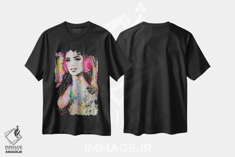 تیشرت مشکی طرح دار سامورایی صوتی، هنر فاخر معاصر اثر لوی جوور | فروشگاه ایماژ