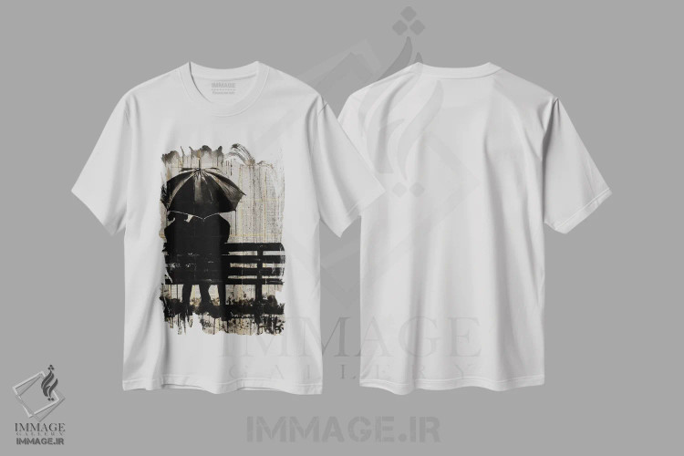 تیشرت سفید طرح دار لحظه ها زیر ماه هلالی، هنر فاخر معاصر اثر لوی جوور | فروشگاه ایماژ
