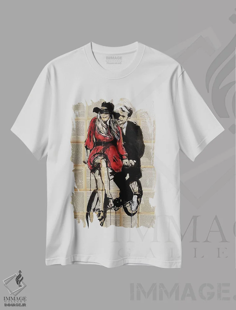 تیشرت سفید طرح دار روزهایی در شادی، هنر فاخر معاصر اثر لوی جوور | فروشگاه ایماژ