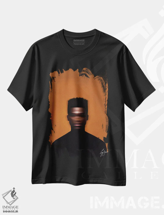 تیشرت مشکی طرح دار هیچ کجا، هنر آمریکایی آفریقایی تبار اثر لاژی سَنوسی | immage.ir