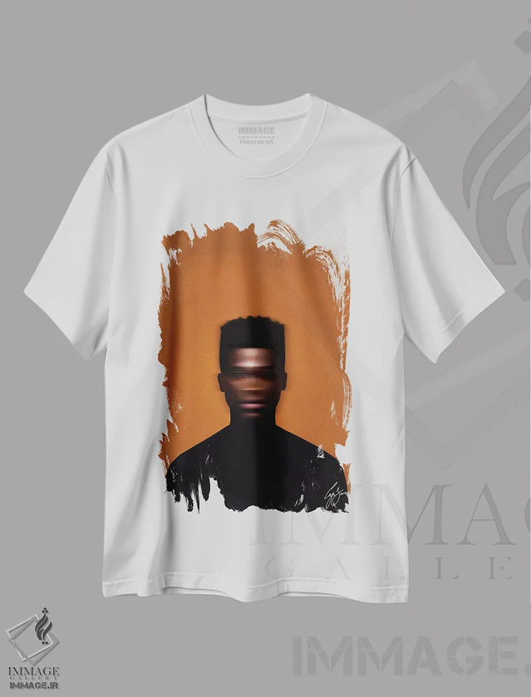 تیشرت سفید طرح دار هیچ کجا، هنر آمریکایی آفریقایی تبار اثر لاژی سَنوسی | فروشگاه ایماژ