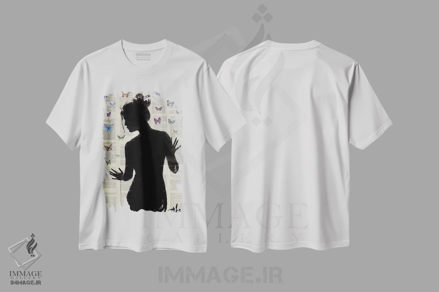 تیشرت سفید طرح دار اثر پروانه ای، هنر فاخر معاصر اثر لوی جوور | immage.ir