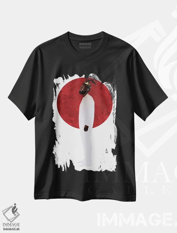 تیشرت مشکی طرح دار تاج، هنر آمریکایی آفریقایی تبار اثر لاژی سَنوسی | immage.ir