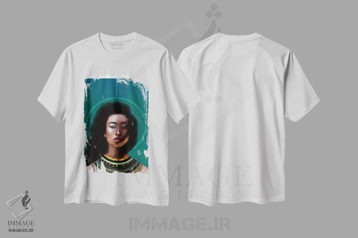 تیشرت سفید طرح دار ملکه، هنر آمریکایی آفریقایی تبار اثر لاژی سَنوسی | immage.ir