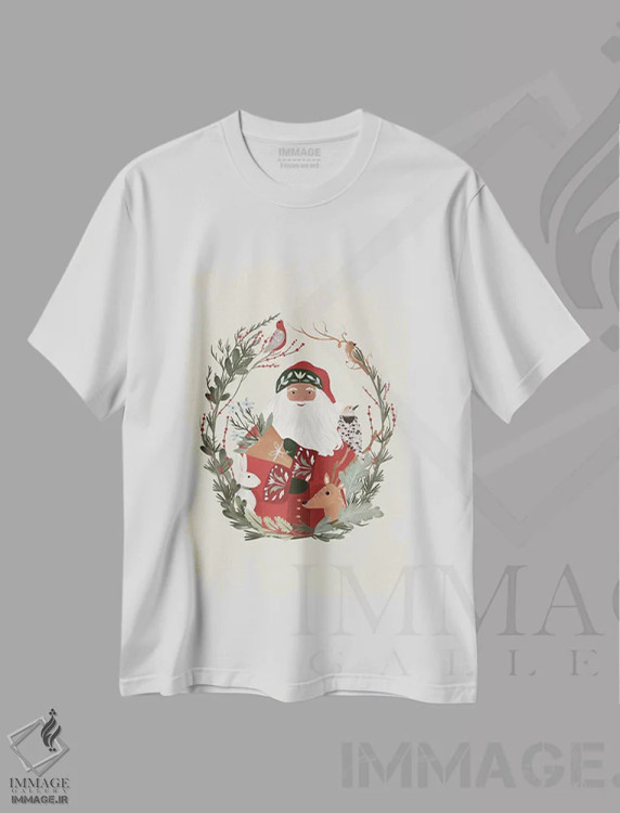 تیشرت سفید طرح دار کریسمس جنگلی، دکور تعطیلات اثر لورا کونیندیک | immage.ir