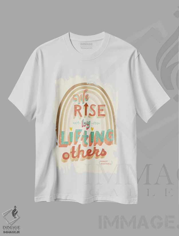 تیشرت سفید طرح دار ما برمی خیزیم، هنر دیجیتال اثر لورا جین واتسون | فروشگاه ایماژ
