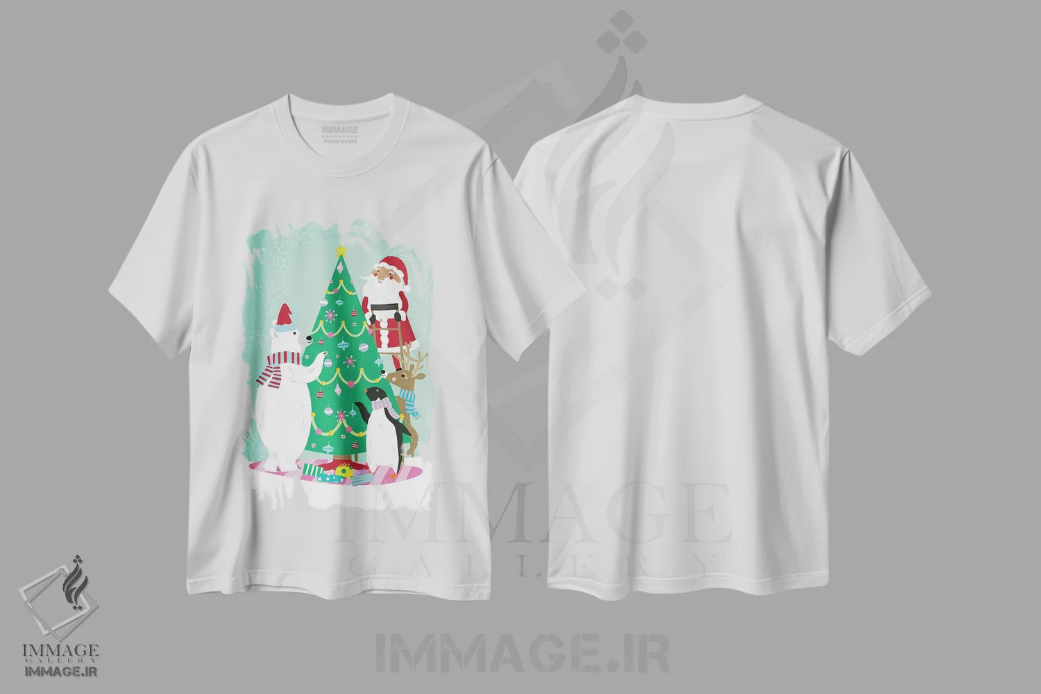 تیشرت سفید طرح دار تزئین درخت، دکور تعطیلات اثر لورا کونیندیک | immage.ir