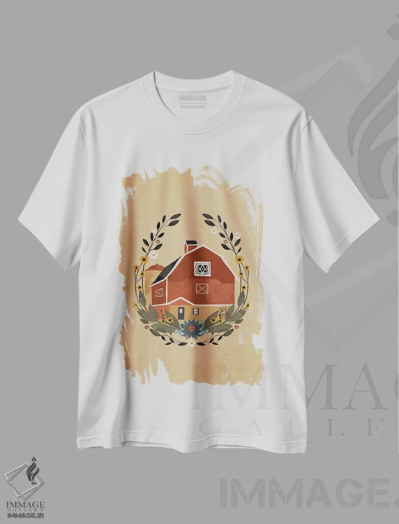 تیشرت سفید طرح دار انبار روستایی، دکور روستایی اثر لورا کونیندیک | immage.ir