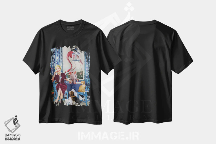 تیشرت مشکی طرح دار گلدان شکسته، باربیکور اثر لوسی کلیمنکو | فروشگاه ایماژ