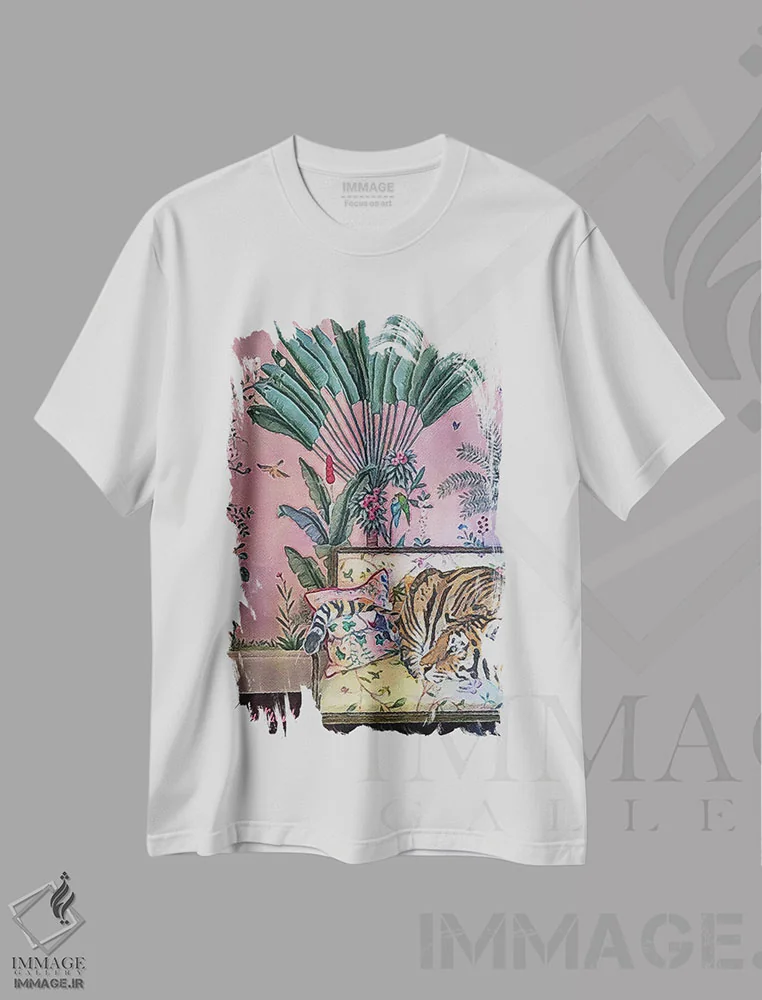 تیشرت سفید طرح دار خیال پردازی، باربیکور اثر لوسی کلیمنکو | immage.ir