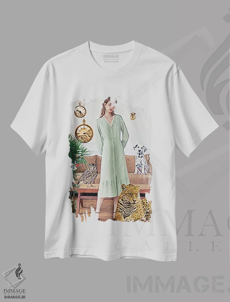تیشرت سفید طرح دار عکس خانوادگی، هنر فاخر معاصر اثر لوسی کلیمنکو | immage.ir