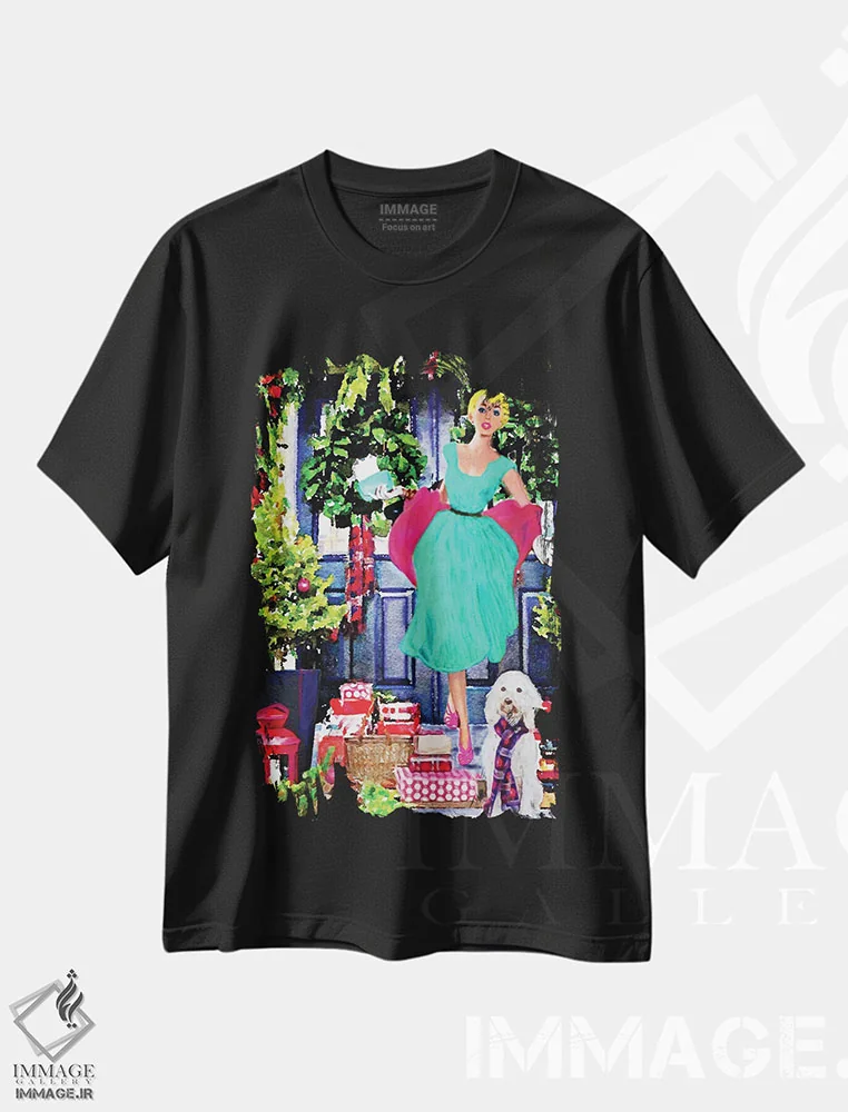 تیشرت مشکی طرح دار آیا بابانوئل را دیده ای؟، باربیکور اثر لوسی کلیمنکو | فروشگاه ایماژ