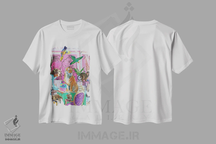 تیشرت سفید طرح دار زمان شام، باربیکور اثر لوسی کلیمنکو | فروشگاه ایماژ