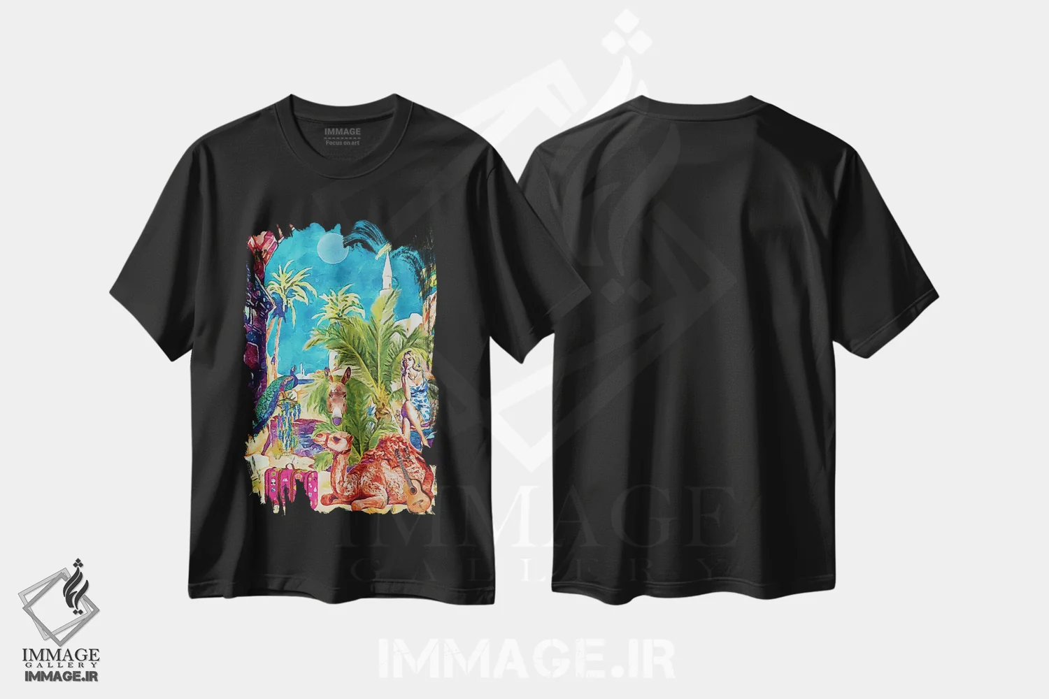 تیشرت مشکی طرح دار ورود، هنر فاخر معاصر اثر لوسی کلیمنکو | immage.ir