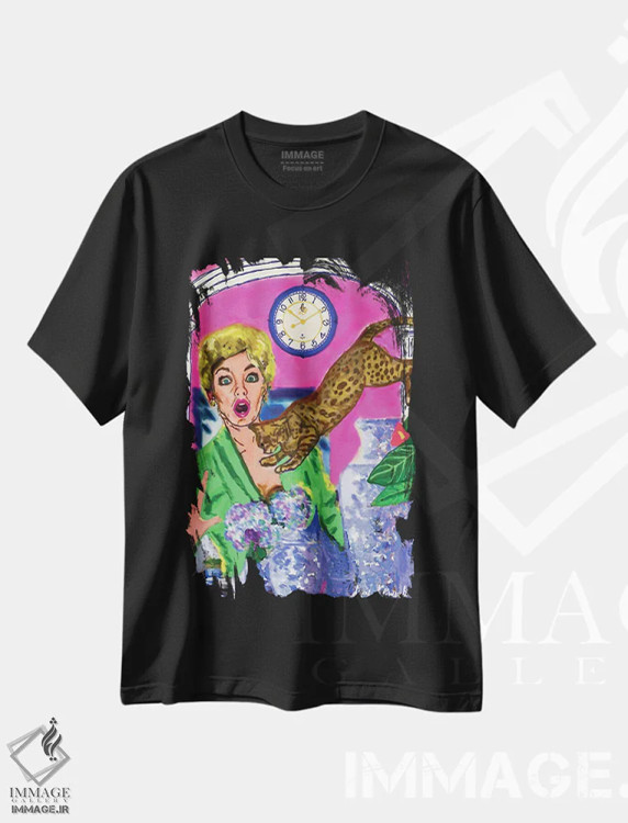 تیشرت مشکی طرح دار آخ، باربیکور اثر لوسی کلیمنکو | فروشگاه ایماژ