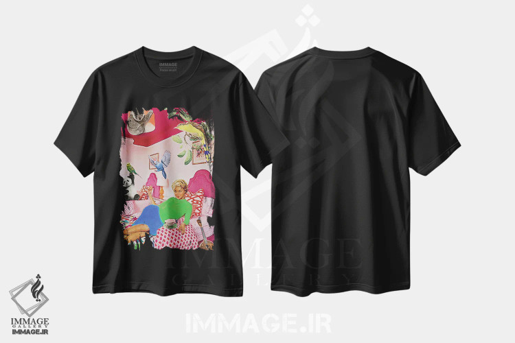 تیشرت مشکی طرح دار قهوه صبحگاهی، باربیکور اثر لوسی کلیمنکو | فروشگاه ایماژ