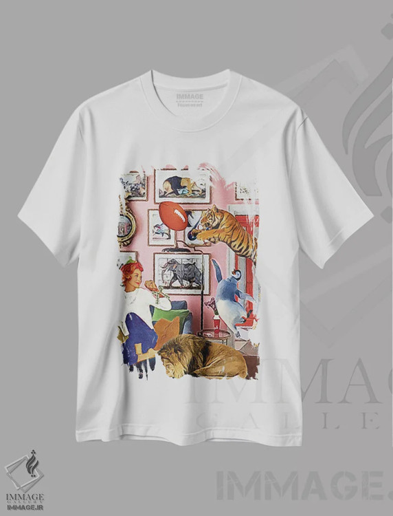 تیشرت سفید طرح دار راگبی در فضای داخلی، باربیکور اثر لوسی کلیمنکو | فروشگاه ایماژ