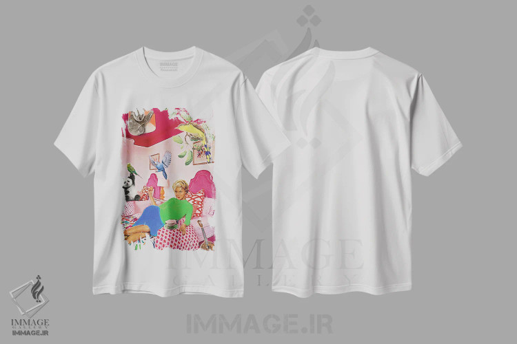تیشرت سفید طرح دار قهوه صبحگاهی، باربیکور اثر لوسی کلیمنکو | immage.ir