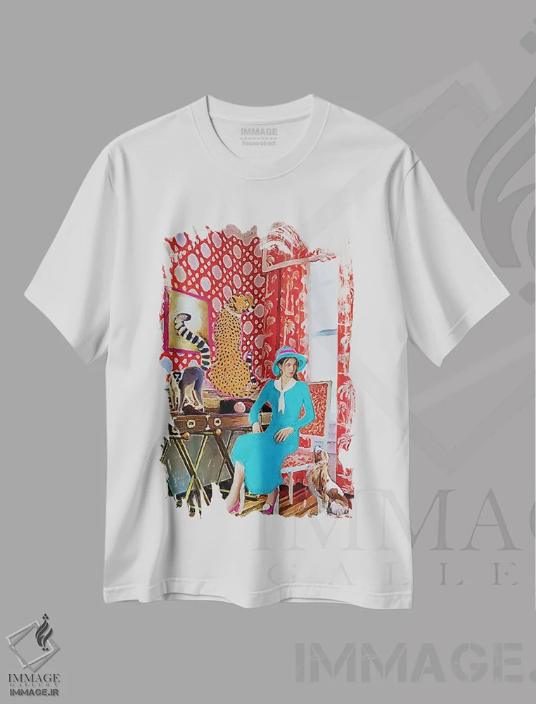 تیشرت سفید طرح دار اتاق نارنجی، باربیکور اثر لوسی کلیمنکو | فروشگاه ایماژ