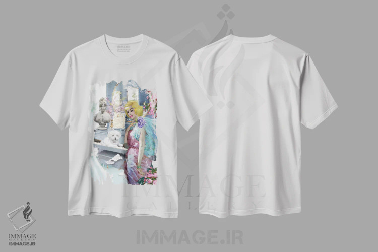 تیشرت سفید طرح دار اتاق موسیقی، باربیکور اثر لوسی کلیمنکو | immage.ir