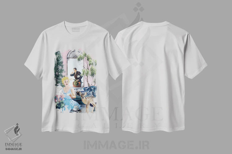 تیشرت سفید طرح دار جرعه صبحگاهی عشق، باربیکور اثر لوسی کلیمنکو | فروشگاه ایماژ