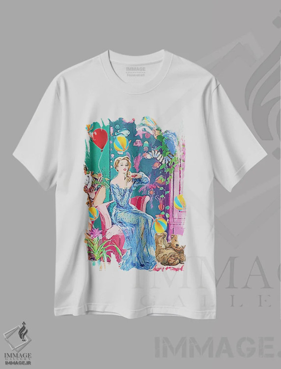 تیشرت سفید طرح دار چیزهایی خارج از کنترل او، باربیکور اثر لوسی کلیمنکو | immage.ir