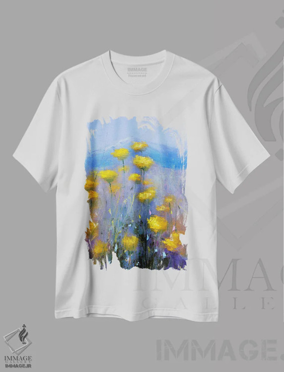 تیشرت سفید طرح دار چمنزار آرام کوهستانی، دکور معاصر اثر النا لوکینا | immage.ir