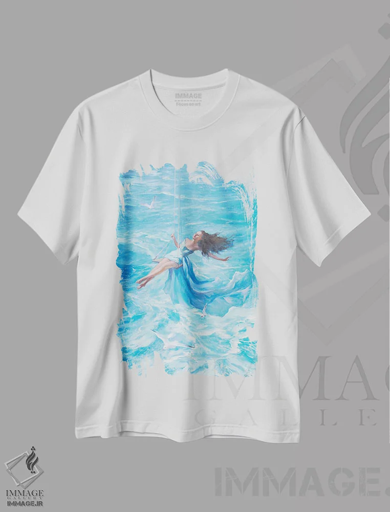 تیشرت سفید طرح دار پرواز ناتالی، دکور معاصر اثر النا لوکینا | فروشگاه ایماژ