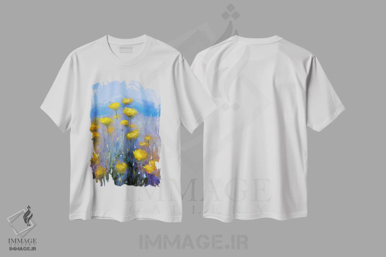 تیشرت سفید طرح دار چمنزار آرام کوهستانی، دکور معاصر اثر النا لوکینا | immage.ir