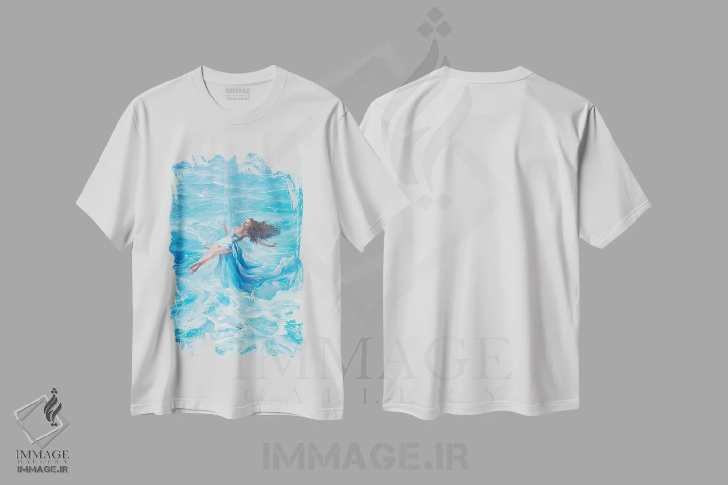 تیشرت سفید طرح دار پرواز ناتالی، دکور معاصر اثر النا لوکینا | فروشگاه ایماژ