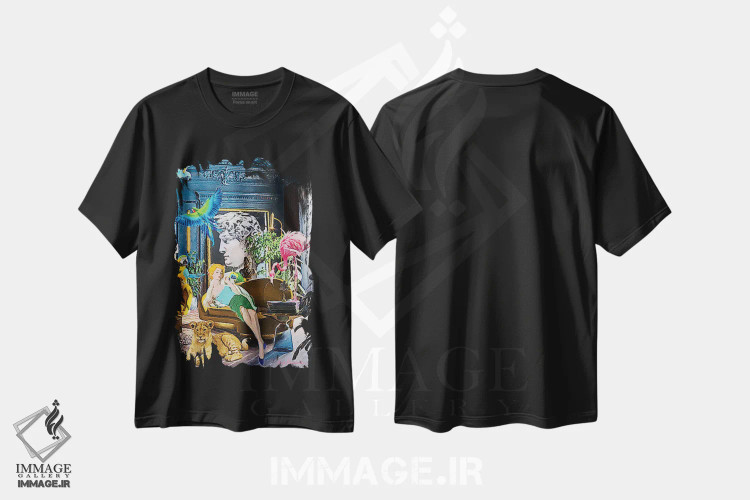 تیشرت مشکی طرح دار اتاق آبی، باربیکور اثر لوسی کلیمنکو | immage.ir
