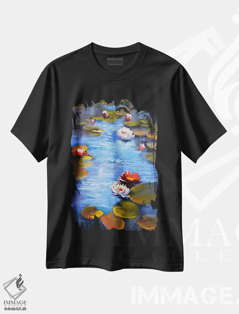 تیشرت مشکی طرح دار برکه سانی، دکور معاصر اثر النا لوکینا | فروشگاه ایماژ
