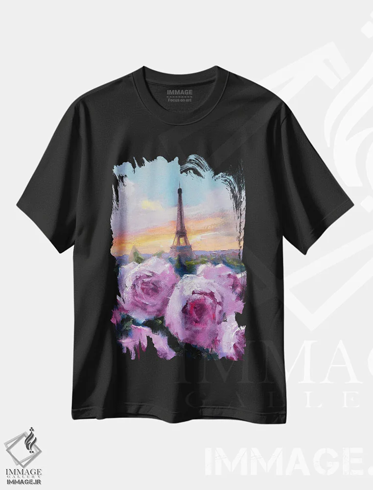 تیشرت مشکی طرح دار رمانس در پاریس، دکور معاصر اثر النا لوکینا | immage.ir