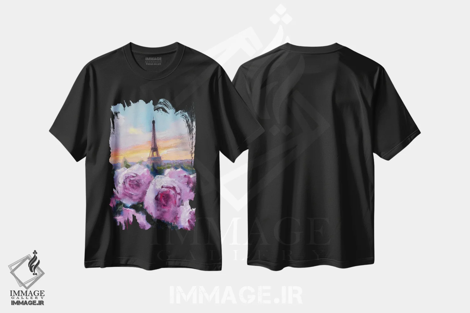 تیشرت مشکی طرح دار رمانس در پاریس، دکور معاصر اثر النا لوکینا | immage.ir