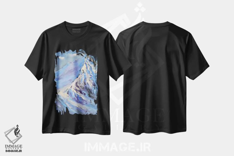 تیشرت مشکی طرح دار قله های برفی، دکور معاصر اثر النا لوکینا | immage.ir