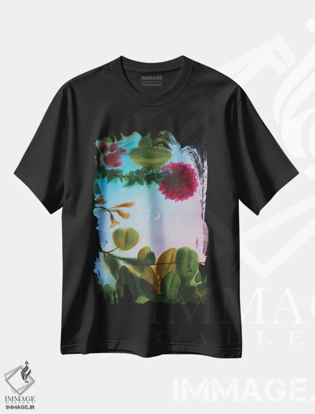 تیشرت مشکی طرح دار بی عنوان VIII، دکور معاصر اثر لیام کوموات | فروشگاه ایماژ