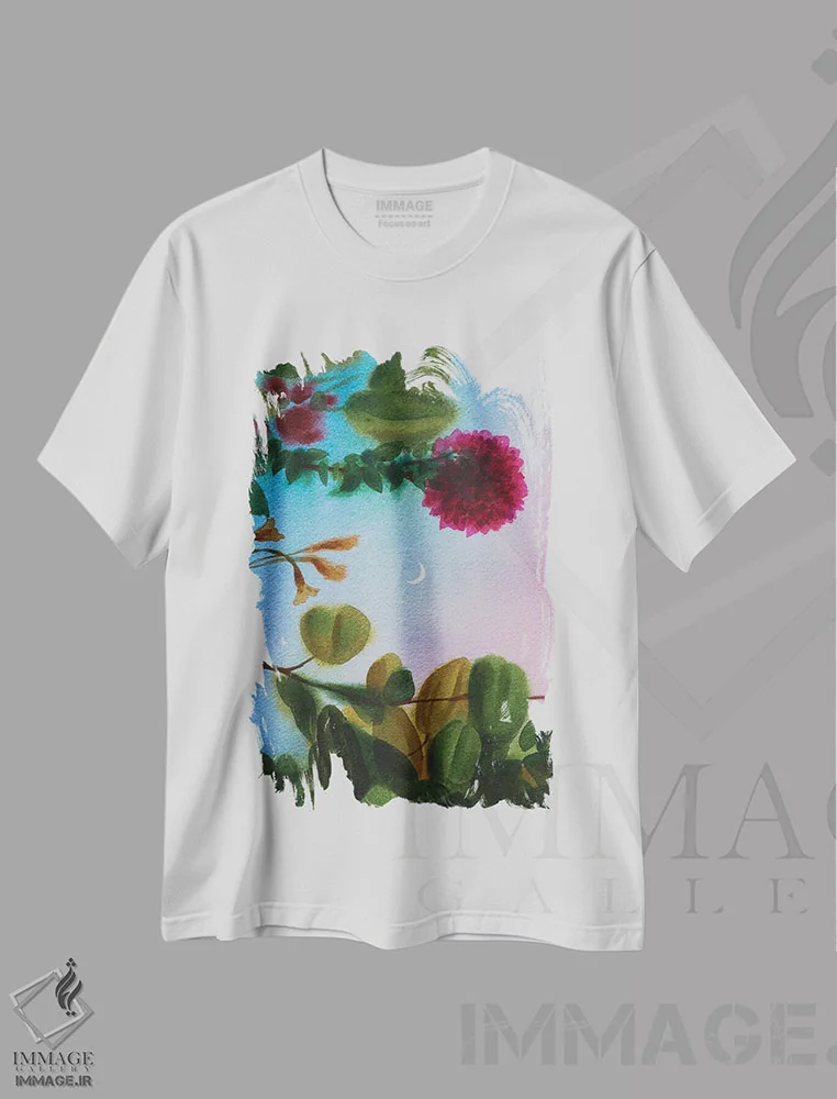 تیشرت سفید طرح دار بی عنوان VIII، دکور معاصر اثر لیام کوموات | immage.ir