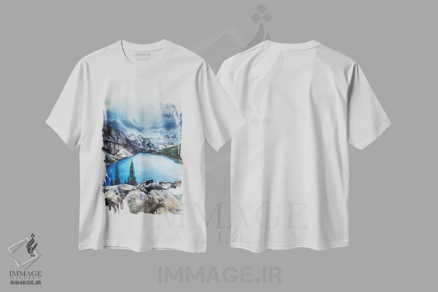 تیشرت سفید طرح دار یخ رفت دلربا، دکور کلبه و لژ اثر لیام کوموات | فروشگاه ایماژ