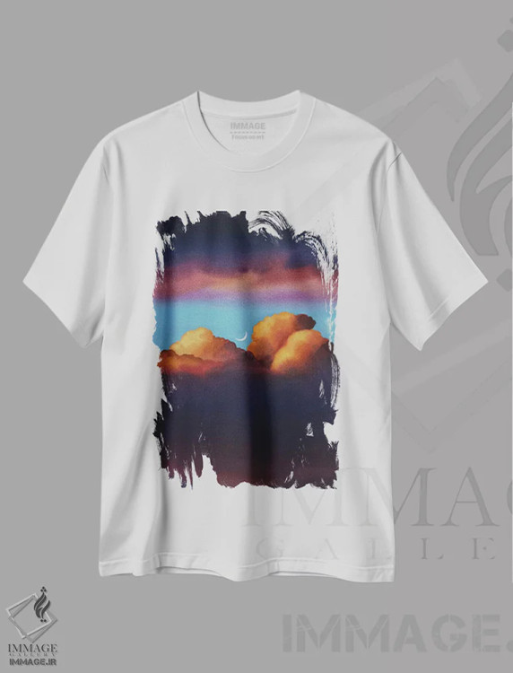 تیشرت سفید طرح دار بی عنوان IX، دکور معاصر اثر لیام کوموات | فروشگاه ایماژ