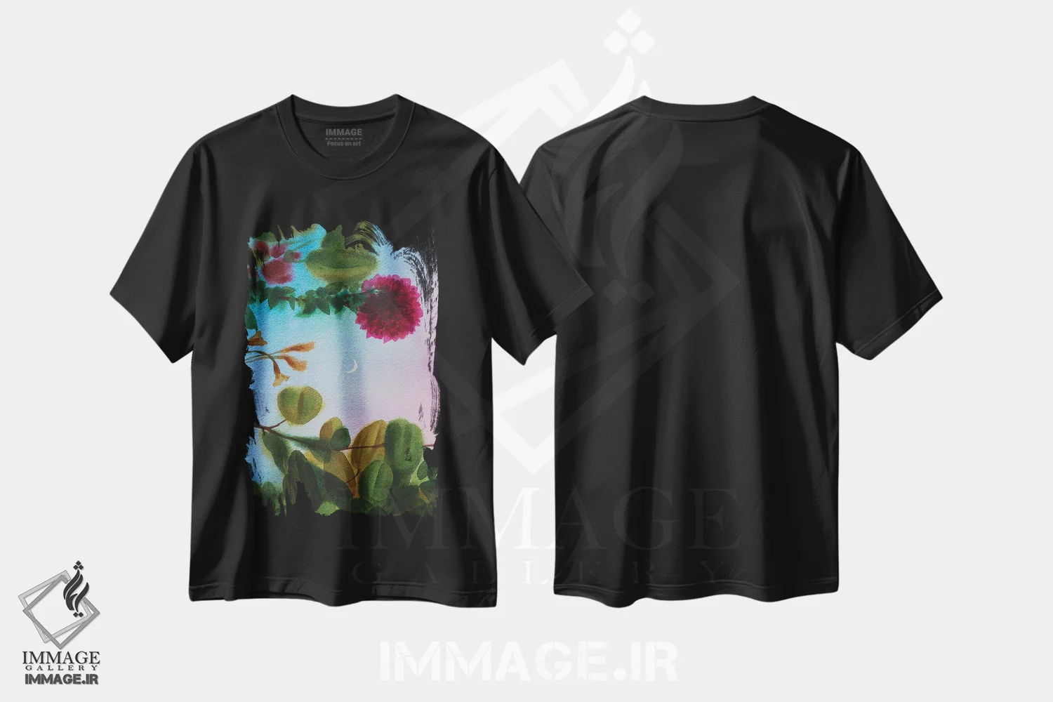 تیشرت مشکی طرح دار بی عنوان VIII، دکور معاصر اثر لیام کوموات | فروشگاه ایماژ