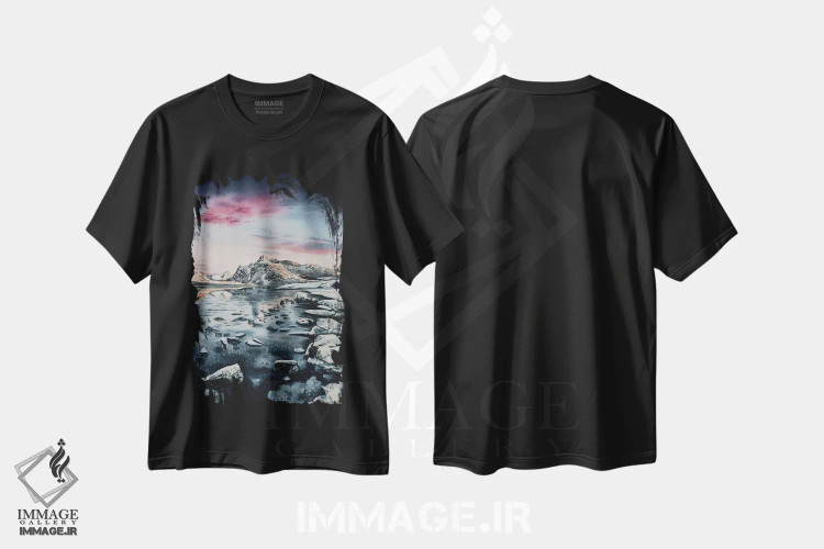 تیشرت مشکی طرح دار بی عنوان X، دکور معاصر اثر لیام کوموات | فروشگاه ایماژ